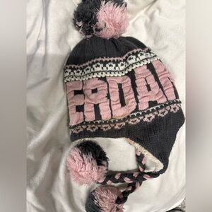 Cozy Pink and dark brown Knit Kids Hat